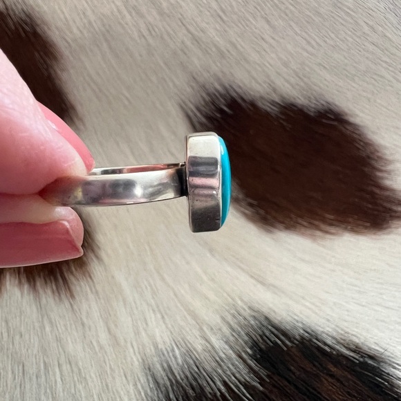 ❤️ Kingman Turquoise Robins Egg Blue Heart Shaped Navajo Style 925 Ring Sz 6.75 - Picture 8 of 16